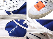 画像をギャラリービューアに読み込む, OFF-WHITE オフホワイト ハイカットスニーカー コットン 牛革 ホワイト ネイビー 45 メンズ 美品 中古 49657