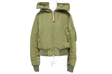 極美品 LOEWE ロエベ ブルゾン S359330XB9 サイズ34 ポリエステル カーキ シルバー金具 ハンガー付き 中古 50948