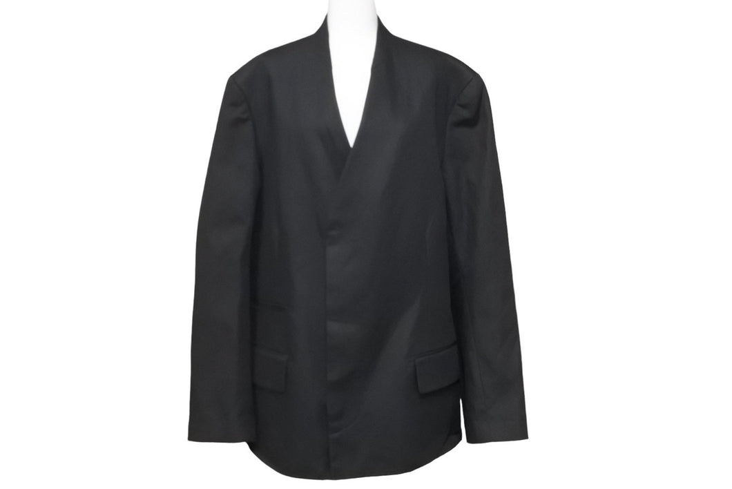 極美品 Maison Margiela メゾンマルジェラ 21SS カットオフ ジャケット ブラック アウター 素材切替 S50BN0467 サイズ48 中古 51857