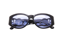 画像をギャラリービューアに読み込む, VERSACE ヴェルサーチ サングラス MOD 424 COL 852 BK メデューサ ブラック ゴールド金具 ブルーレンズ 中古 52097