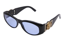 画像をギャラリービューアに読み込む, VERSACE ヴェルサーチ サングラス MOD 424 COL 852 BK メデューサ ブラック ゴールド金具 ブルーレンズ 中古 52097
