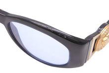 画像をギャラリービューアに読み込む, VERSACE ヴェルサーチ サングラス MOD 424 COL 852 BK メデューサ ブラック ゴールド金具 ブルーレンズ 中古 52097