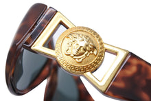 画像をギャラリービューアに読み込む, VERSACE ヴェルサーチ サングラス メデューサ MOD 424 COL 869 OD ブラウン ブラック ゴールド金具 美品 中古 52098