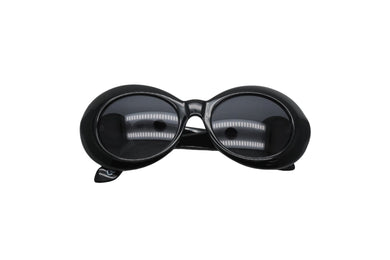 GIANNIVERSACE ジャンヌヴェルサーチ サングラス オーバル メデューサ ロゴ プラスチック メタル ブラック 美品 中古 52102