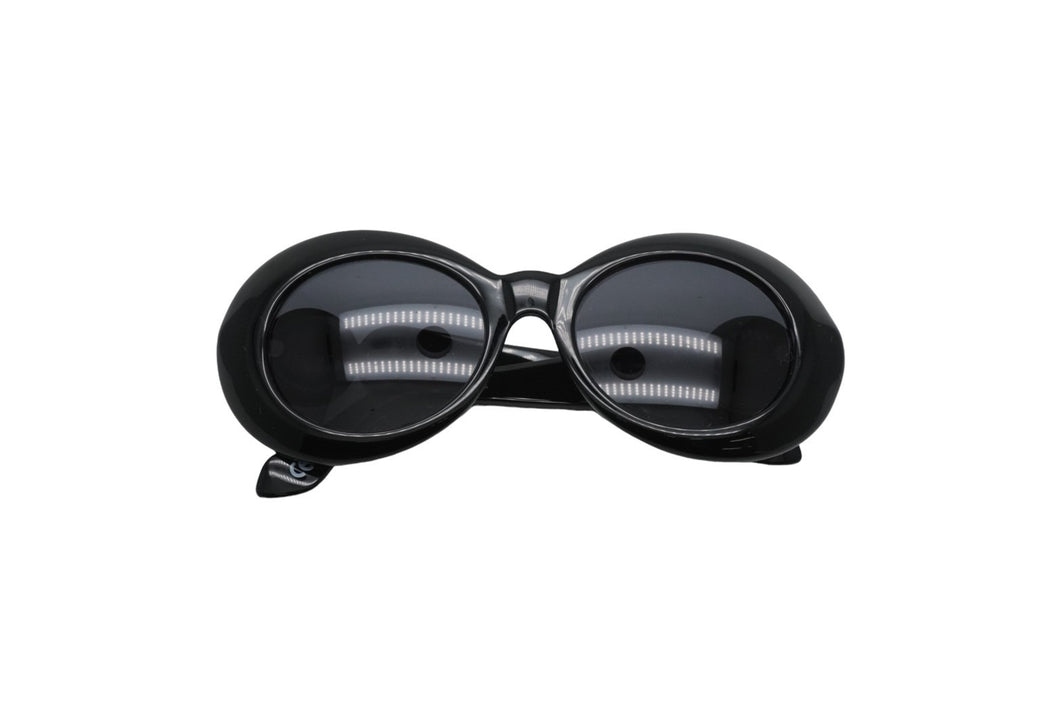 GIANNIVERSACE ジャンヌヴェルサーチ サングラス オーバル メデューサ ロゴ プラスチック メタル ブラック 美品 中古 52102