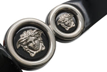 画像をギャラリービューアに読み込む, GIANNIVERSACE ジャンヌヴェルサーチ サングラス オーバル メデューサ ロゴ プラスチック メタル ブラック 美品 中古 52102