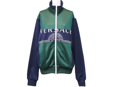 VERSACE ヴェルサーチ ジャージ トラックジャケット Sサイズ メデゥーサ グリーン ネイビー サイドロゴ 極美品 中古 52503
