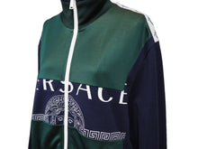 画像をギャラリービューアに読み込む, VERSACE ヴェルサーチ ジャージ トラックジャケット Sサイズ メデゥーサ グリーン ネイビー サイドロゴ 極美品 中古 52503