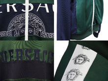 画像をギャラリービューアに読み込む, VERSACE ヴェルサーチ ジャージ トラックジャケット Sサイズ メデゥーサ グリーン ネイビー サイドロゴ 極美品 中古 52503