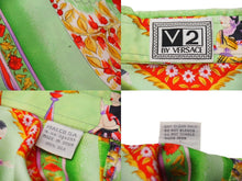 画像をギャラリービューアに読み込む, VERSACE ヴェルサーチ V2 by versace 長袖シャツ シルク シャツ 総柄 グリーン シルク サイズL 美品 中古 52662
