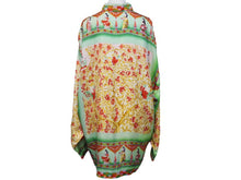 画像をギャラリービューアに読み込む, VERSACE ヴェルサーチ V2 by versace 長袖シャツ シルク シャツ 総柄 グリーン シルク サイズL 美品 中古 52662