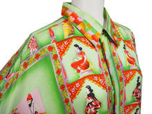 画像をギャラリービューアに読み込む, VERSACE ヴェルサーチ V2 by versace 長袖シャツ シルク シャツ 総柄 グリーン シルク サイズL 美品 中古 52662