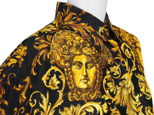 画像をギャラリービューアに読み込む, VERSACE ヴェルサーチ jeans couture 長袖シャツ バロッコ ブラック イエロー シルク サイズS 美品 中古 52664