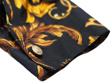 画像をギャラリービューアに読み込む, VERSACE ヴェルサーチ jeans couture 長袖シャツ バロッコ ブラック イエロー シルク サイズS 美品 中古 52664
