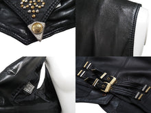 画像をギャラリービューアに読み込む, GIANNI VERSACE ジャンニヴェルサーチ ベスト セットアップ メデューサボタン レザー レーヨン ブラック サイズ42 美品 中古 53031