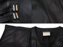 画像をギャラリービューアに読み込む, GIANNI VERSACE ジャンニヴェルサーチ ベスト セットアップ メデューサボタン レザー レーヨン ブラック サイズ42 美品 中古 53031