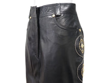 画像をギャラリービューアに読み込む, GIANNIVERSACE ジャンニヴェルサーチ スカート セットアップ メデューサボタン レザー レーヨン ブラック サイズ42 美品 中古 53031