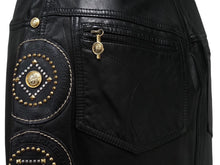 画像をギャラリービューアに読み込む, GIANNIVERSACE ジャンニヴェルサーチ スカート セットアップ メデューサボタン レザー レーヨン ブラック サイズ42 美品 中古 53031