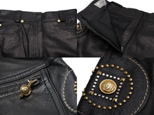 画像をギャラリービューアに読み込む, GIANNIVERSACE ジャンニヴェルサーチ スカート セットアップ メデューサボタン レザー レーヨン ブラック サイズ42 美品 中古 53031