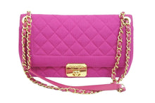 画像をギャラリービューアに読み込む, CHANEL シャネル ショルダーバッグ マトラッセ ジャージーコットン キルティング 20番台 ピンク ゴールド金具 美品 中古 54367