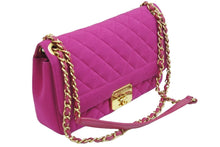 画像をギャラリービューアに読み込む, CHANEL シャネル ショルダーバッグ マトラッセ ジャージーコットン キルティング 20番台 ピンク ゴールド金具 美品 中古 54367