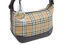画像をギャラリービューアに読み込む, BURBERRY バーバリー セミショルダーバッグ ノバチェック キャンバスレザー ブラウン ベージュ ゴールド金具 美品 中古 54418