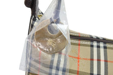 画像をギャラリービューアに読み込む, BURBERRY バーバリー セミショルダーバッグ ノバチェック キャンバスレザー ブラウン ベージュ ゴールド金具 美品 中古 54418