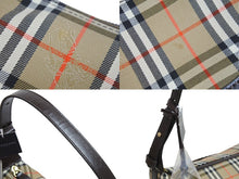 画像をギャラリービューアに読み込む, BURBERRY バーバリー セミショルダーバッグ ノバチェック キャンバスレザー ブラウン ベージュ ゴールド金具 美品 中古 54418