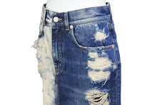 画像をギャラリービューアに読み込む, Givenchy ジバンシー スカート 膝下丈 ダメージ クラッシュ加工 バイカラー デニム コットン ホワイト ブルー 38 美品 中古 54591