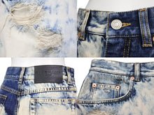 画像をギャラリービューアに読み込む, Givenchy ジバンシー スカート 膝下丈 ダメージ クラッシュ加工 バイカラー デニム コットン ホワイト ブルー 38 美品 中古 54591