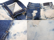 画像をギャラリービューアに読み込む, Givenchy ジバンシー スカート 膝下丈 ダメージ クラッシュ加工 バイカラー デニム コットン ホワイト ブルー 38 美品 中古 54591