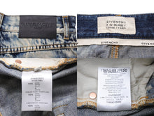 画像をギャラリービューアに読み込む, Givenchy ジバンシー スカート 膝下丈 ダメージ クラッシュ加工 バイカラー デニム コットン ホワイト ブルー 38 美品 中古 54591