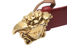 画像をギャラリービューアに読み込む, VERSACE ヴェルサーチ VersaceGold ベルト バックル メドゥーサ レザー レッド ゴールド 美品 中古 54631