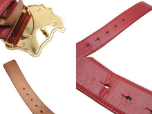 画像をギャラリービューアに読み込む, VERSACE ヴェルサーチ VersaceGold ベルト バックル メドゥーサ レザー レッド ゴールド 美品 中古 54631