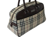 画像をギャラリービューアに読み込む, BURBERRY バーバリー ハンドバッグ ミニボストンバッグ ノバチェック ベージュ ブラウン キャンバス レザー 良品 中古 54835