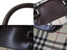 画像をギャラリービューアに読み込む, BURBERRY バーバリー ハンドバッグ ミニボストンバッグ ノバチェック ベージュ ブラウン キャンバス レザー 良品 中古 54835