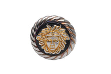 画像をギャラリービューアに読み込む, VERSACE ヴェルサーチ イヤリング 両耳 丸型 メデューサ クリップ式 GP ブラック ゴールド金具 レディース 17g 美品 中古 55121