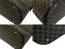 画像をギャラリービューアに読み込む, 極美品 CELINE セリーヌ ハンドバッグ DM99/1 マカダム柄 ゴールド金具 PVC レザー ブラック 中古 55238