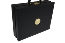 画像をギャラリービューアに読み込む, 新品同様 VERSACE ヴェルサーチ デューサ 時計ケース ウォッチケース 収納 25本 ブラック 木 合皮 ゴールド金具 中古 55333