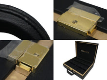 画像をギャラリービューアに読み込む, 新品同様 VERSACE ヴェルサーチ デューサ 時計ケース ウォッチケース 収納 25本 ブラック 木 合皮 ゴールド金具 中古 55333