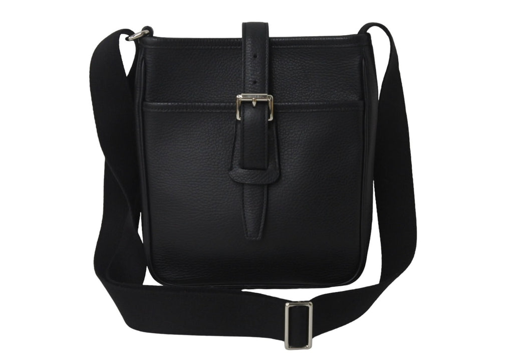 BURBERRY バーバリー ショルダーバッグ 斜め掛け レザー ブラック 黒 シルバー金具 美品 中古 55950