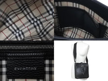 画像をギャラリービューアに読み込む, BURBERRY バーバリー ショルダーバッグ 斜め掛け レザー ブラック 黒 シルバー金具 美品 中古 55950