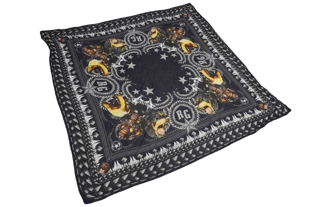 Givenchy ジバンシー ストール バンダナ ハンカチ ロットワイラーモチーフ モーダル カシミヤ ネイビー 135×135 美品 中古 56265
