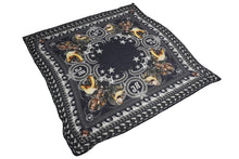 画像をギャラリービューアに読み込む, Givenchy ジバンシー ストール バンダナ ハンカチ ロットワイラーモチーフ モーダル カシミヤ ネイビー 135×135 美品 中古 56265