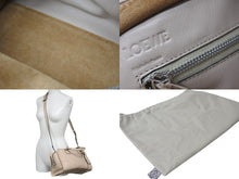 画像をギャラリービューアに読み込む, LOEWE ロエベ 2WAYハンドバッグ アマソナ28 アナグラム レザー ベージュ シルバー金具 美品 中古 56863