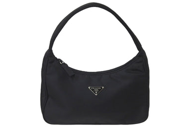 PRADA プラダ ハンドバッグ ワンショルダーバッグ テスート 三角ロゴプレート ナイロン ブラック シルバー金具 美品 中古 57206