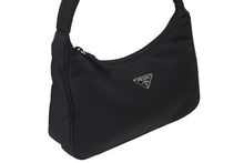 画像をギャラリービューアに読み込む, PRADA プラダ ハンドバッグ ワンショルダーバッグ テスート 三角ロゴプレート ナイロン ブラック シルバー金具 美品 中古 57206