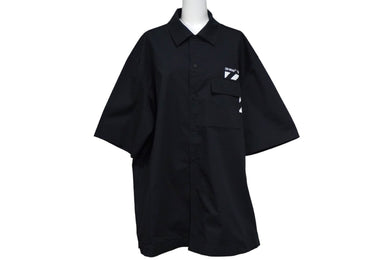 極美品 OFF-WHITE オフホワイト 半袖シャツ ブラック コットン ポリエステル エラスタン サイズXL 中古 57221