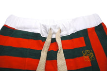 画像をギャラリービューアに読み込む, LOEWE ロエベ ロングイージーパンツ ボーダー グリーン オレンジ M ロゴ刺繍 H6292560SI ボタンフライデザイン 良品 中古 57695