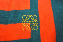 画像をギャラリービューアに読み込む, LOEWE ロエベ ロングイージーパンツ ボーダー グリーン オレンジ M ロゴ刺繍 H6292560SI ボタンフライデザイン 良品 中古 57695